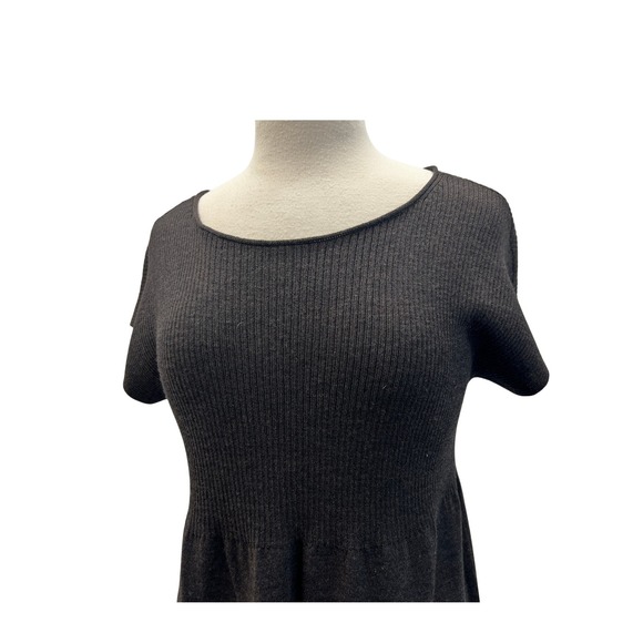 Eileen Fisher Sweater Dress Women Large Charcoal Gray Excellent 100% Wool Ribbed - Picture 4 of 7